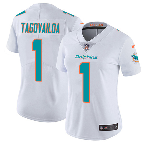 Nike Miami Dolphins #1 Tua Tagovailoa White Women Stitched NFL Vapor Untouchable Limited Jersey->women nfl jersey->Women Jersey